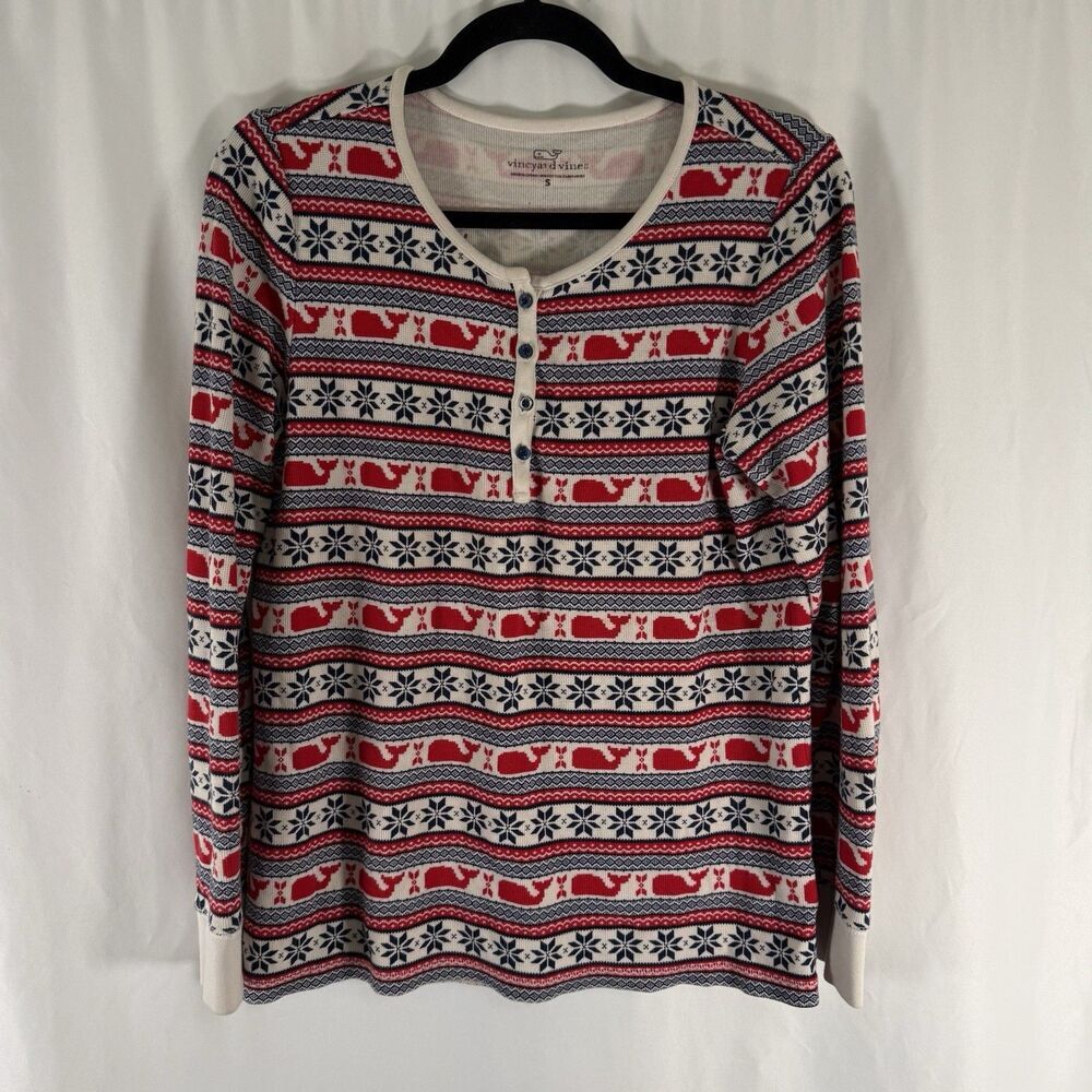 Vineyard Vines Christmas Sweater Women's Small Whale Round Neck Long Sleeve